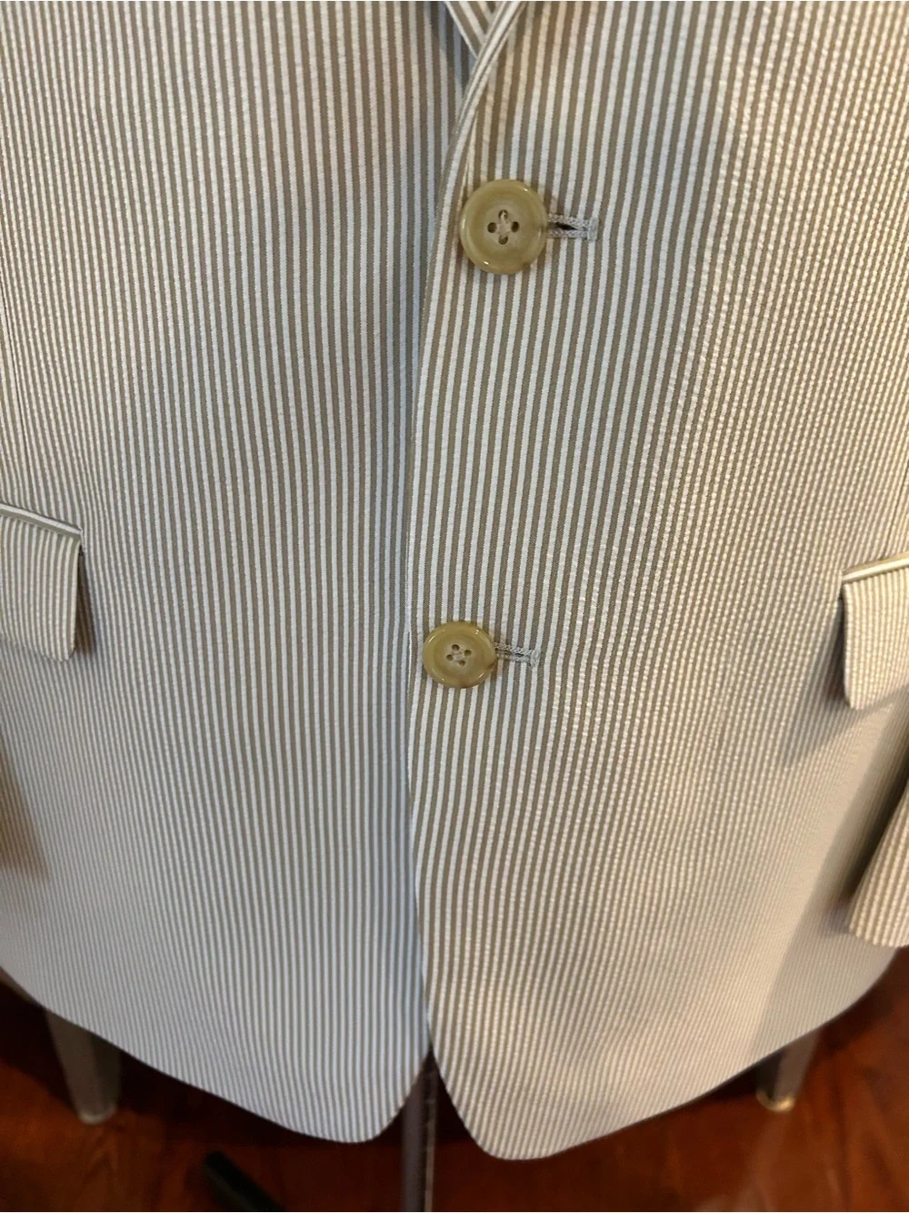 Ralph Lauren Cream Pinstripe Two-Button Blazer